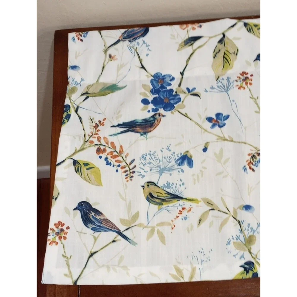 Vogol White Bird Print Valances, Set Of 2 Panels